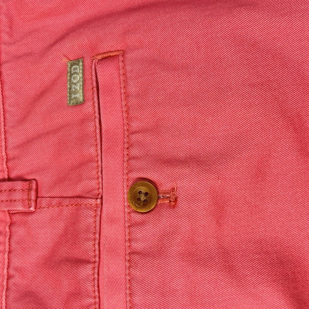 IZOD Saltwater Shorts Mens 38 Vibrant Pink Salmon Chino Stretch Flat Front 38x9 - Picture 10 of 10
